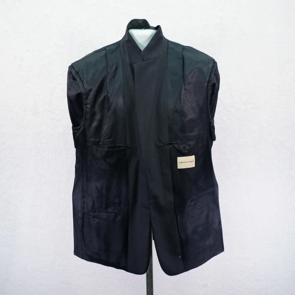 Pronto‎ Uomo Wool Charcoal Gray / Black Blazer 46R / Slim Fit 48R